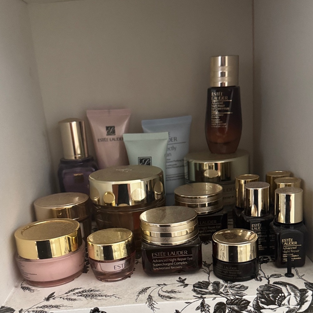 Estee Lauder Skincare Set with Gold and Black Accents